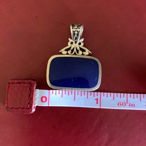 Double-sided Lapis and Turquoise Pendant set in Sterling Silver - Picture 10 of 12